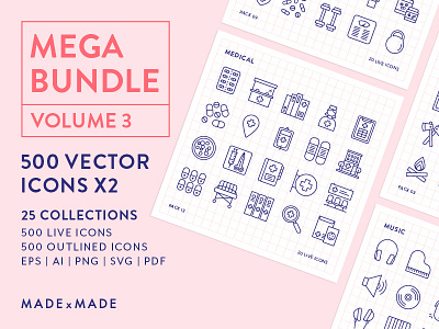 Made By Made | Line Icons – Mega Bundle Volume 3 bundle camping icons illustrations infographics line icons mega bundle space symbols ui ux vector
