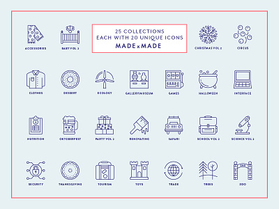 Made By Made | Line Icons – Mega Bundle Volume 5 clothing food icons illustrations infographics line icons mega bundle symbols trade ui ux vector