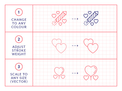 Made By Made | Line Icons – Valentines couple february icons illustrations infographics line icons love symbols ui ux valentines vector