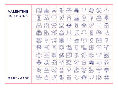 Made By Made | Line Icons – Valentines couple february icons illustrations infographics line icons love symbols ui ux valentines vector