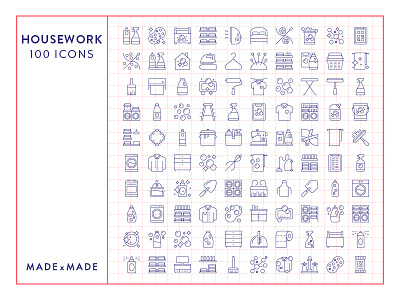 Made By Made | Line Icons – Housework cleaning housework icons illustrations infographics kitchen laundry line icons symbols ui ux vector