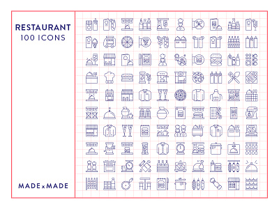 Made By Made | Line Icons – Restaurant cooking drink food icons illustrations infographics line icons restaurant symbols ui ux vector