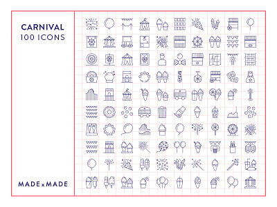 Made By Made | Line Icons – Carnival carnival circus ice cream icons illustrations infographics line icons party symbols ui ux vector