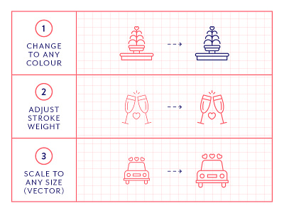 Made By Made | Line Icons – Wedding engagement icons illustrations infographics line icons love party symbols ui ux vector wedding