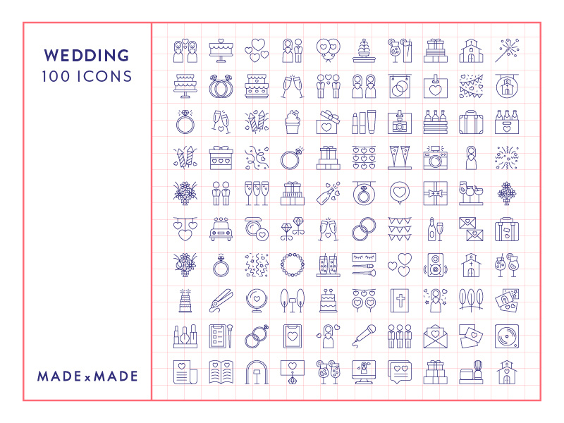 Made By Made | Line Icons – Wedding love party engagement wedding ux ui infographics symbols illustrations vector icons line icons
