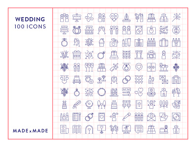 Made By Made | Line Icons – Wedding engagement icons illustrations infographics line icons love party symbols ui ux vector wedding