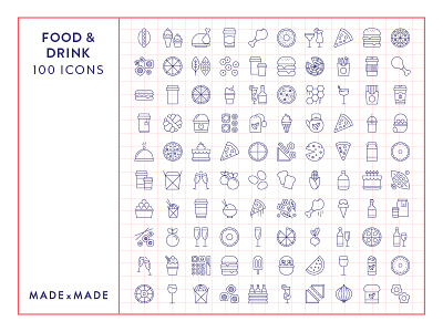 Made By Made | Line Icons – Food Drink alcohol drink food icons illustrations infographics line icons symbols takeaway ui ux vector