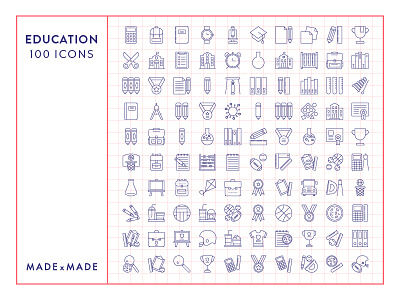 Made By Made | Line Icons – Education college education icons illustrations infographics line icons school symbols teaching ui ux vector