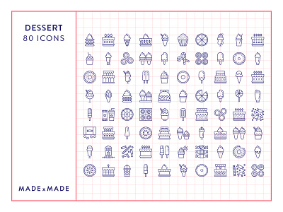 Made By Made | Line Icons – Dessert cake dessert ice cream icons illustrations infographics line icons sweets symbols ui ux vector