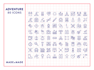 Made By Made | Line Icons – Adventure adventure camping icons illustrations infographics line icons outdoors sport symbols ui ux vector