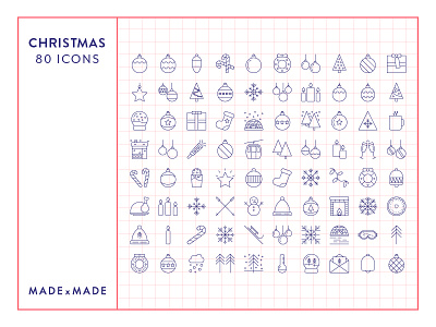 Made By Made | Line Icons – Christmas christmas festive icons illustrations infographics line icons ski symbols ui ux vector winter