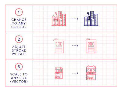 Made By Made | Line Icons – Buildings apartments buildings city icons illustrations infographics line icons symbols town ui ux vector