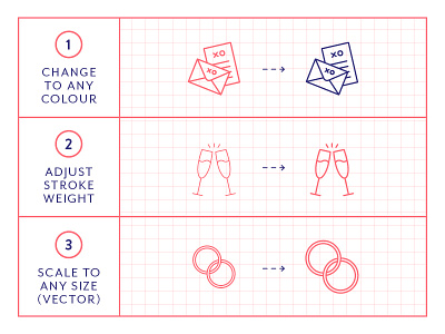 Made By Made | Line Icons – Love celebration icons illustrations infographics line icons love romance symbols ui ux vector wedding