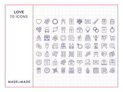 Made By Made | Line Icons – Love celebration icons illustrations infographics line icons love romance symbols ui ux vector wedding