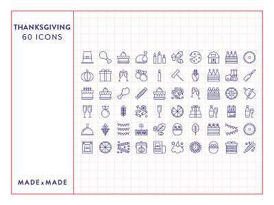 Made By Made | Line Icons – Thanksgiving america holiday icons illustrations infographics line icons symbols thanksgiving turkey ui ux vector