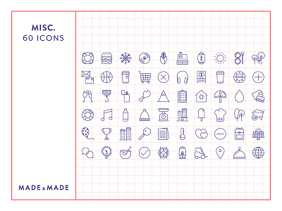 Made By Made | Line Icons – Miscellaneous e commerce finance icons illustrations infographics line icons miscellaneous symbols ui ux vector weather