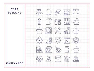 FREEBIE – Made By Made | Line Icons – Cafe cafe coffee drink food icons illustrations infographics line icons symbols ui ux vector