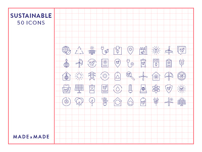 Made By Made | Line Icons – 3 in 1 Collection buildings green energy icons illustrations infographics line icons summer sustainability symbols ui ux vector