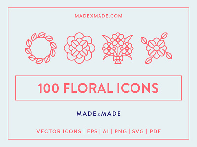 Made By Made | Line Icons – Floral floral florist flowers icons illustrations infographics line icons plants symbols ui ux vector