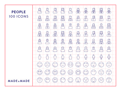 Made By Made | Line Icons – People faces icons illustrations infographics line icons men people symbols ui ux vector women