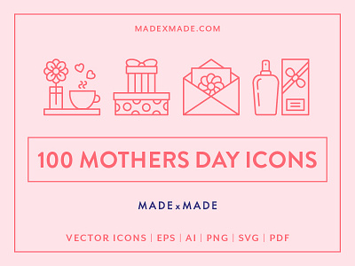 Made By Made | Line Icons – Mothers Day children icons illustrations infographics line icons mom mothers day mum symbols ui ux vector