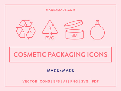 Made By Made | Line Icons – Cosmetic Packaging beauty cosmetic design icons illustrations infographics line icons packaging symbols ui ux vector