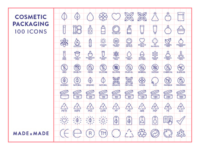 Made By Made | Line Icons – Cosmetic Packaging beauty cosmetic design icons illustrations infographics line icons packaging symbols ui ux vector