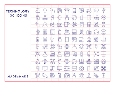 Made By Made | Line Icons – Technology games hardware icons illustrations infographics line icons software symbols technology ui ux vector
