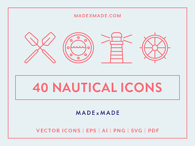 Made By Made | Line Icons – Nautical fishing icons illustrations infographics line icons nautical navy sailing symbols ui ux vector
