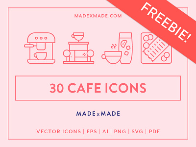 FREEBIE – Made By Made | Line Icons – Cafe cafe coffee drink food icons illustrations infographics line icons symbols ui ux vector