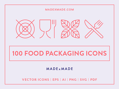 Made by Made | 100x Line Icons – Food Packaging