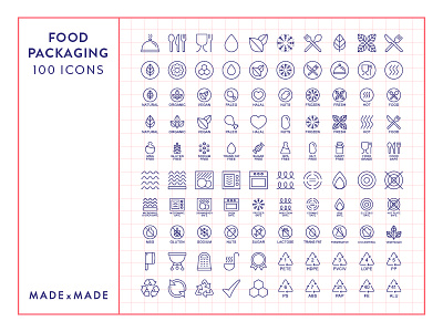 Made By Made | Line Icons – Food Packaging food food and beverage graphic design icons illustrations infographics line icons packaging symbols ui ux vector