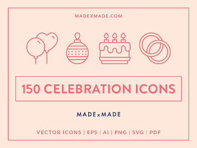 Made By Made | Line Icons – Celebration birthday celebration icons illustrations infographics line icons new years eve party symbols ui ux vector