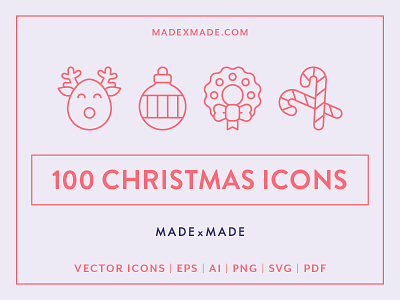 Made By Made | Line Icons – Christmas candy christmas festive holidays icons illustrations infographics line icons presents santa symbols ui ux vector winter
