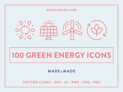 Made By Made | Line Icons – Green Energy battery clean electricity environment fuel green energy icons illustrations infographics line icons power renewal symbols ui ux vector