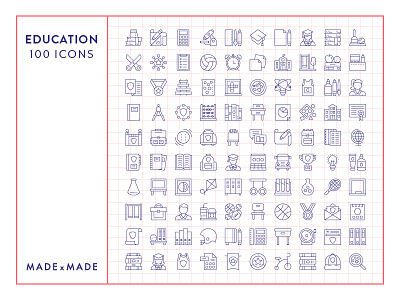 Made By Made | Line Icons – Education children college development education icons illustrations infographics library line icons primary school studies symbols ui uni university ux vector