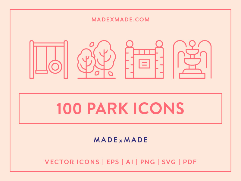 Made By Made | Line Icons – Park zoo playground trees holidays hiking camping nature outdoors park ux ui infographics symbols illustrations vector icons line icons