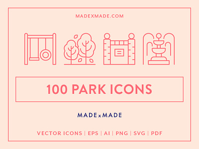 Made By Made | Line Icons – Park camping hiking holidays icons illustrations infographics line icons nature outdoors park playground symbols trees ui ux vector zoo