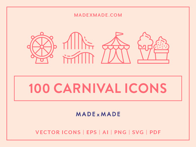 Made By Made | Line Icons – Carnival carnival circus icecream icons illustrations infographics line icons magic party symbols tents ui ux vector vintage