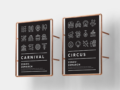 Made By Made | Line Icons – Carnival carnival circus icecream icons illustrations infographics line icons magic party symbols tents ui ux vector vintage