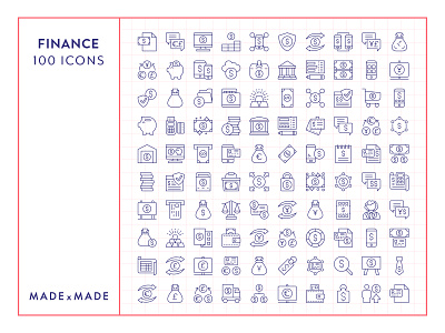 Made By Made | Line Icons – Finance banking currency e commerce economy exchange finance icons illustrations infographics investment line icons money symbols ui ux vector wall st