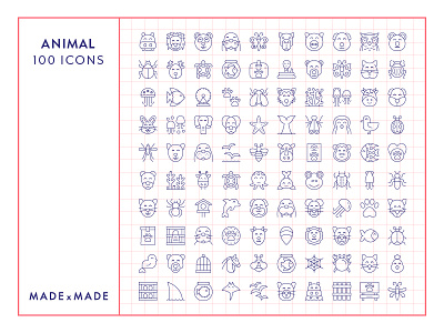 Made By Made | Line Icons – Animals animals aquarium aquatic cat dog farm fish icons illustrations infographics line icons pets symbols ui ux vector wildlife zoo