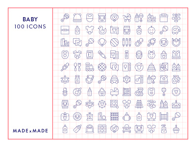 Made By Made | Line Icons – Baby babies baby baby shower birthdays children icons illustrations infographics line icons mothers pregnancy symbols ui ux vector