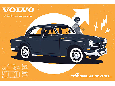 Volvo Amazon 122S amazon half tone illustration illustrator retro screen print vector vintage volvo