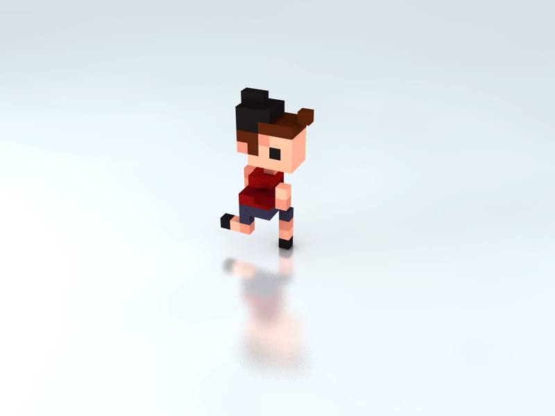 Cube Kid [GIF] animation cinema 4d pixel art runner