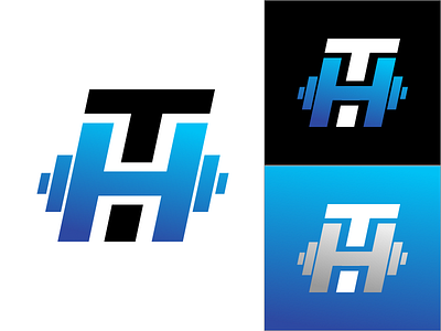 Tyronne Hardy - Personal Trainer logo blue brand branding dumbbell exercise fitness gym initals logo monogram personal trainer typography