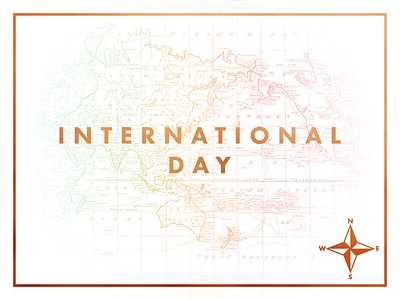 International Day • 2017 branding church compass eastgate foil gold gold foil logo map rainbow