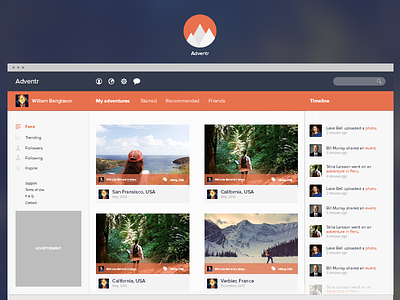 Adventr blue icons ikons orange piotrkwiatkowski ui user web web design webdesign