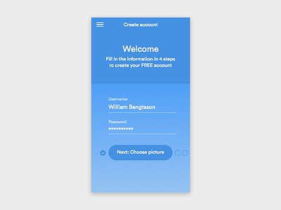 1. Sign up blue flat form mobile sign up