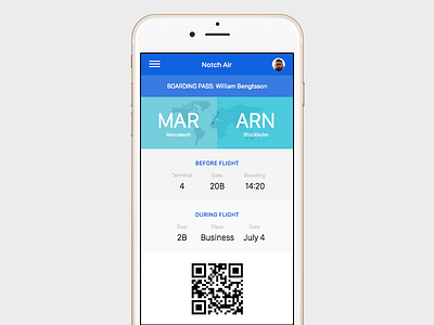 4. Boarding Pass blue boarding flat mobile pass ui